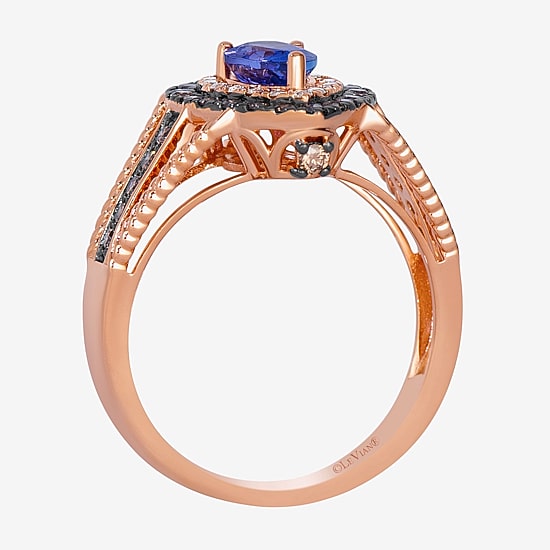 Le Vian Grand Sample Sale Le Vian Grand Sample Sale Limited Quantities! Womens 1/2 CT. Genuine Blue Tanzanite 14K Gold Pear Halo Side Stone Cocktail Ring