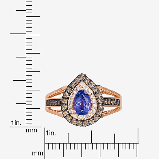 Le Vian Grand Sample Sale Le Vian Grand Sample Sale Limited Quantities! Womens 1/2 CT. Genuine Blue Tanzanite 14K Gold Pear Halo Side Stone Cocktail Ring