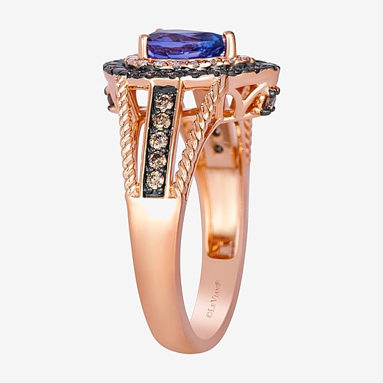 Le Vian Grand Sample Sale Le Vian Grand Sample Sale Limited Quantities! Womens 1/2 CT. Genuine Blue Tanzanite 14K Gold Pear Halo Side Stone Cocktail Ring