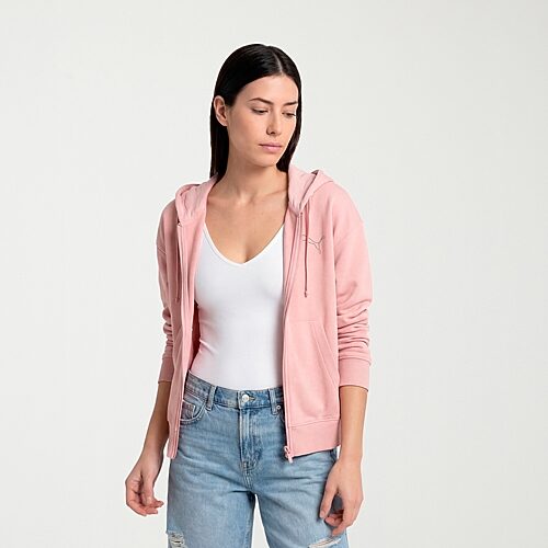 PUMA Womens Long Sleeve Zipper Active Hoodie, X-small, Pink