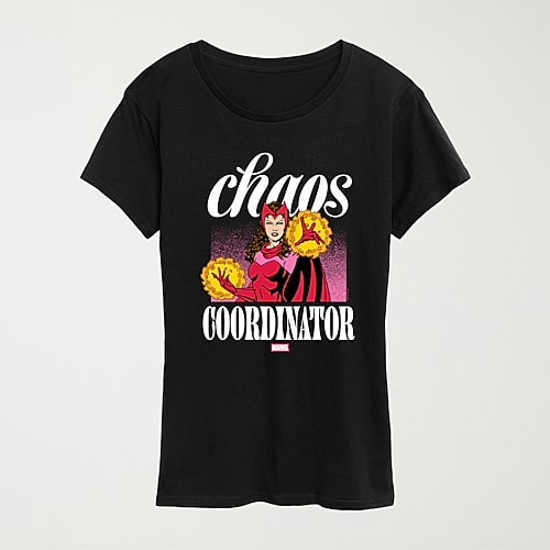 Chaos Coordinator Scarlet Witch Womens Crew Neck Short Sleeve Classic Fit Marvel Graphic T-Shirt, Medium, Black
