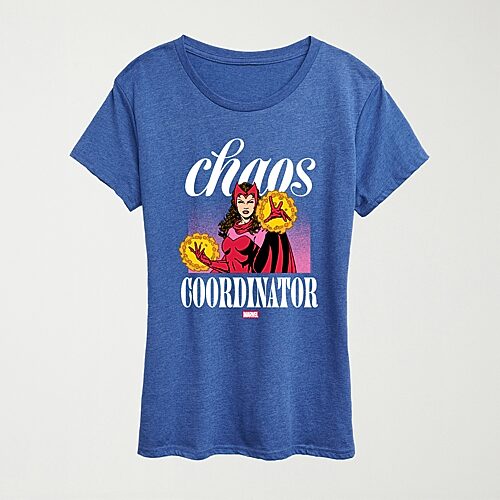 Chaos Coordinator Scarlet Witch Womens Crew Neck Short Sleeve Classic Fit Marvel Graphic T-Shirt, Large, Blue