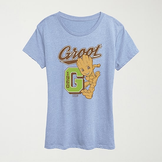 Groot Collegiate Womens Crew Neck Short Sleeve Classic Fit Groot Graphic T-Shirt