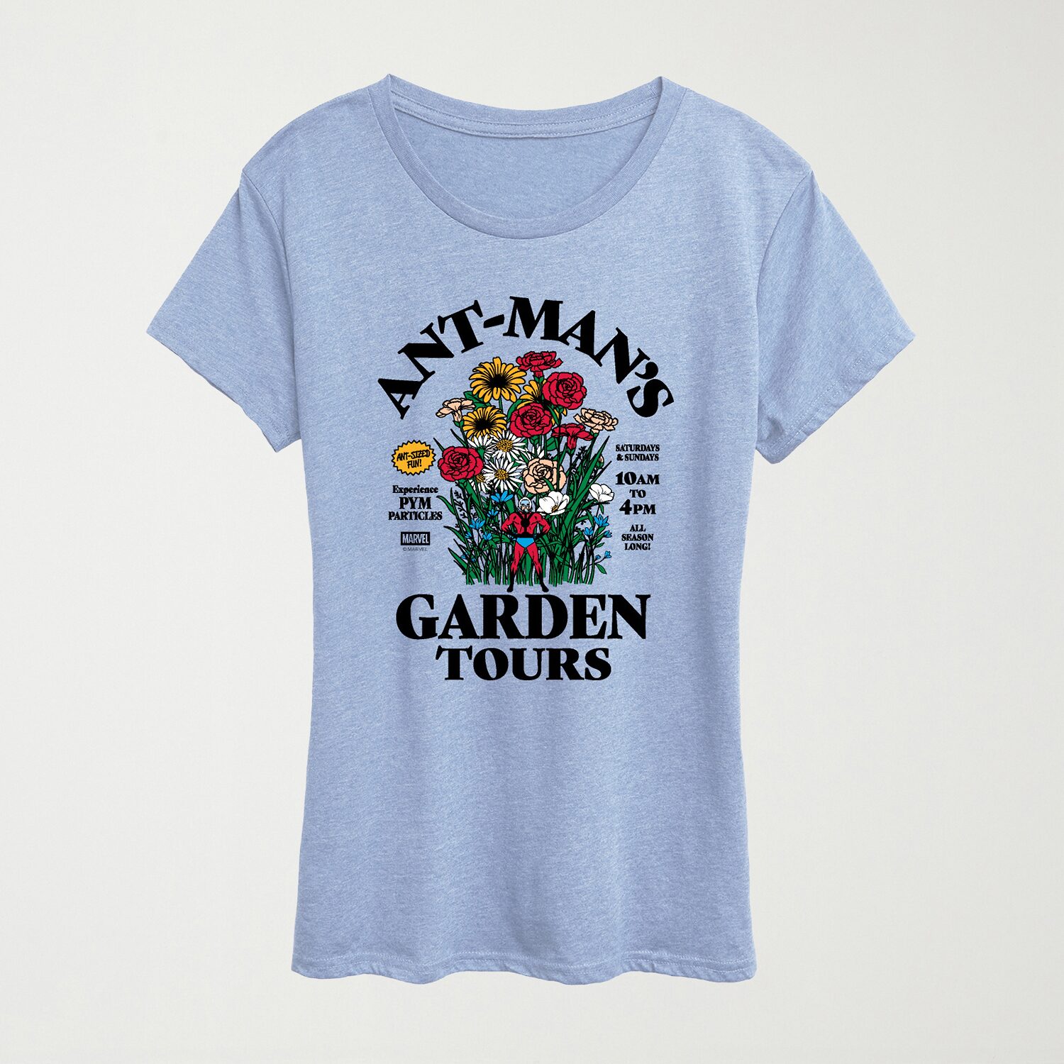 Garden Tours Womens Crew Neck Short Sleeve Classic Fit Ant Man Graphic T-Shirt