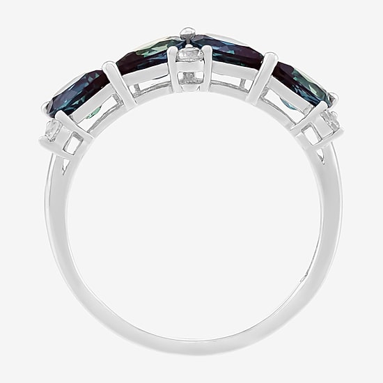 Limited Quantities! Womens 2MM Lab Created Blue Alexandrite Sterling Silver Band