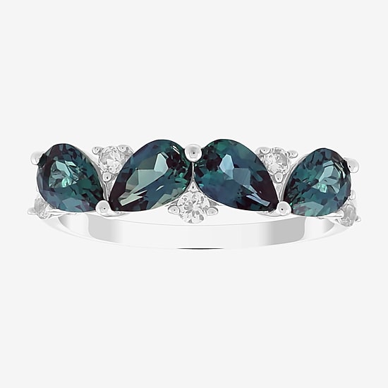 Limited Quantities! Womens 2MM Lab Created Blue Alexandrite Sterling Silver Band