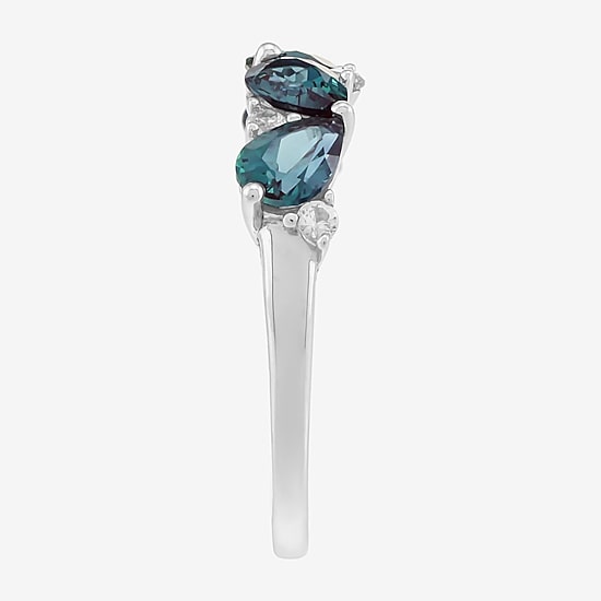 Limited Quantities! Womens 2MM Lab Created Blue Alexandrite Sterling Silver Band
