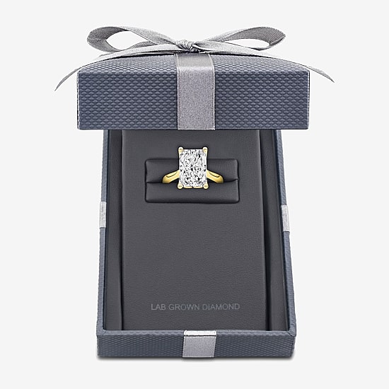 Grown Gorgeous (F / Vs2) Womens 3 3/4 CT. T.W. Lab Grown White Diamond 14K Gold Rectangular Solitaire Engagement Ring
