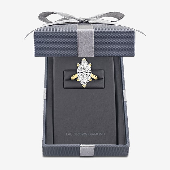 Grown Gorgeous (F / Vs2) Womens 5 5/8 Ct. T.W. Lab Grown White Diamond 14K Gold Marquise Solitaire Engagement Ring