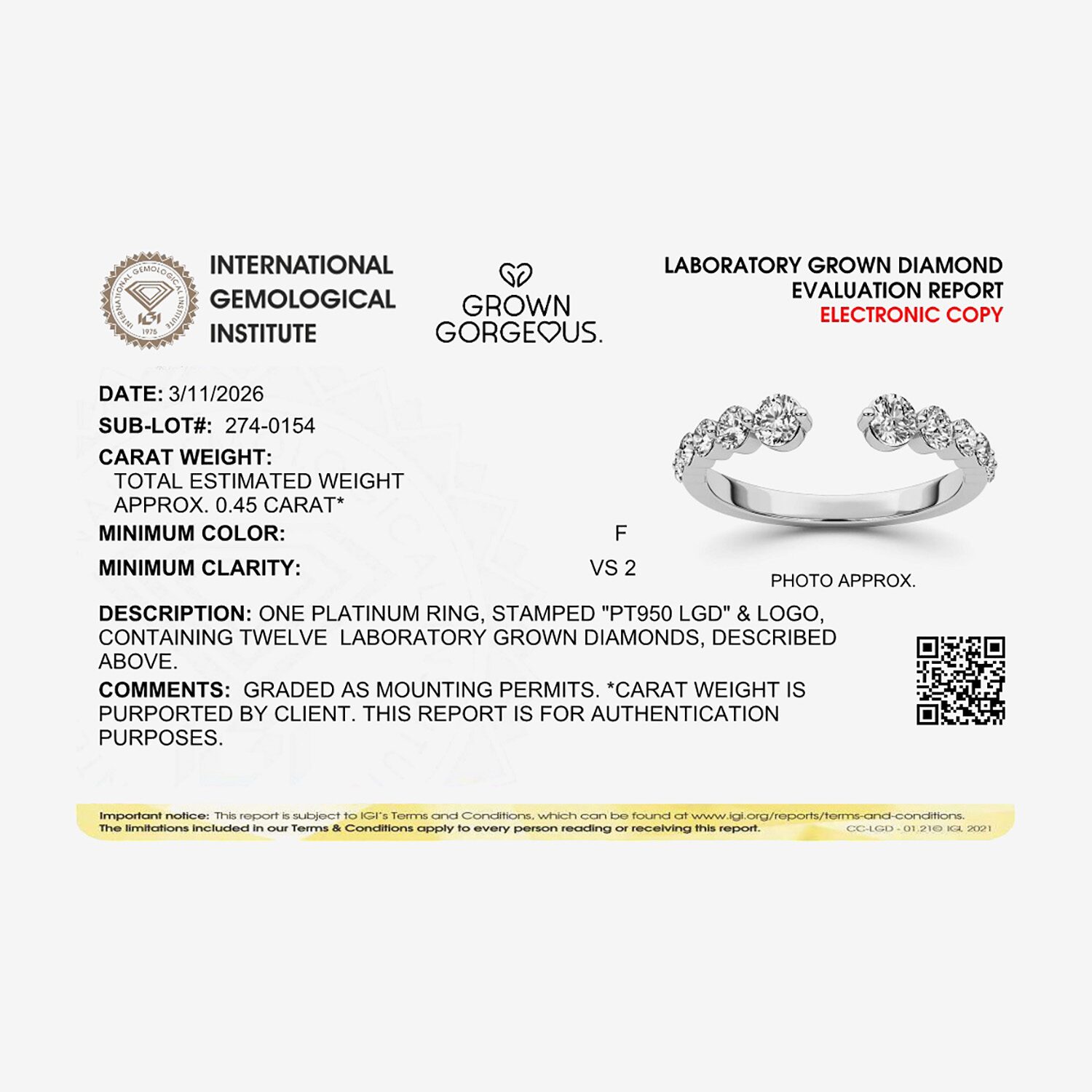 Grown Gorgeous Womens 1/2 CT. T.W. Lab White Diamond 14K Gold Anniversary Band