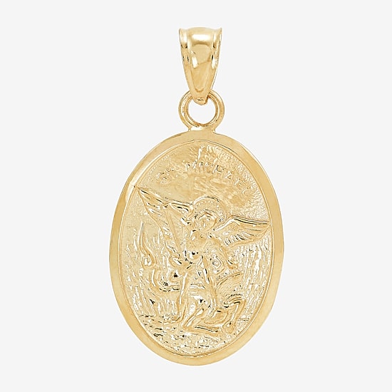St. Michael Unisex Adult 14K Gold Oval Pendant