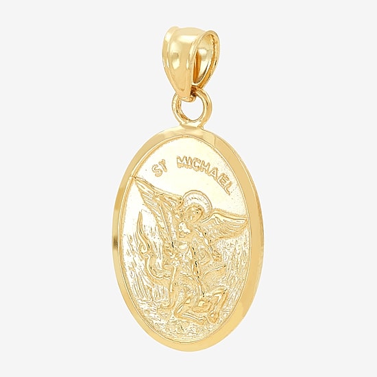 St. Michael Unisex Adult 14K Gold Oval Pendant