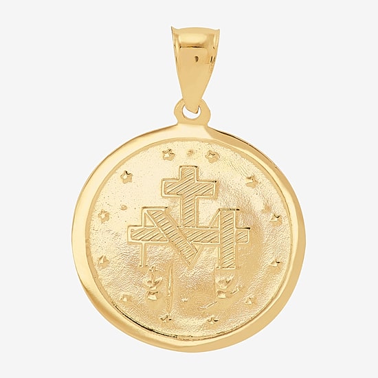 Virgin Mary Womens 14K Gold Round Pendant