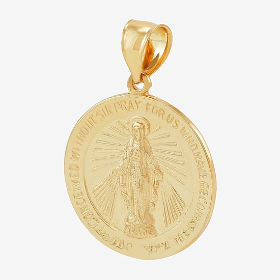 Virgin Mary Womens 14K Gold Round Pendant