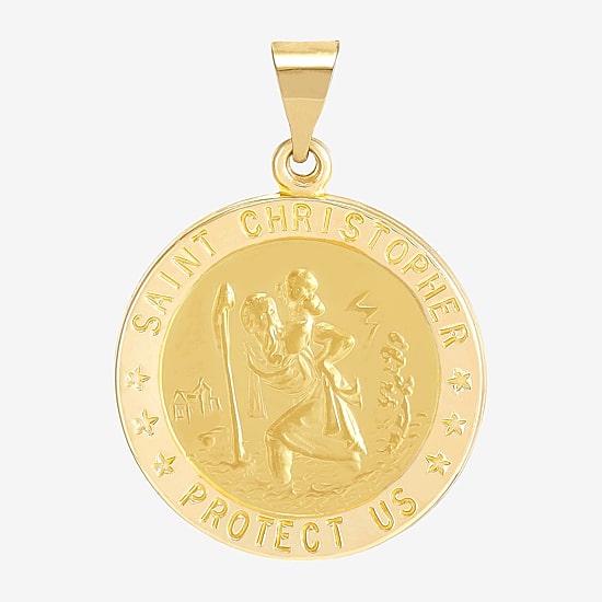 St.Christopher Unisex Adult 14K Gold Round Pendant