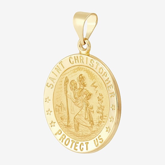 St.Christopher Unisex Adult 14K Gold Round Pendant