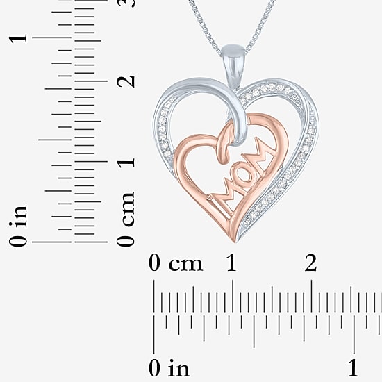 (G-H  / Si2-I1) Womens 1/10 CT. T.W. Lab Grown White Diamond 14K Rose Gold Over Silver Heart 18 Inch Pendant Necklace