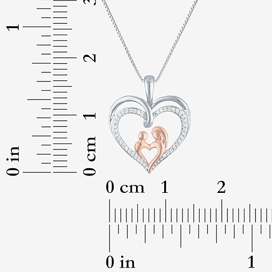 (G-H  / Si2-I1) Womens 1/10 CT. T.W. Lab Grown White Diamond 14K Rose Gold Over Silver Heart 18 Inch Pendant Necklace