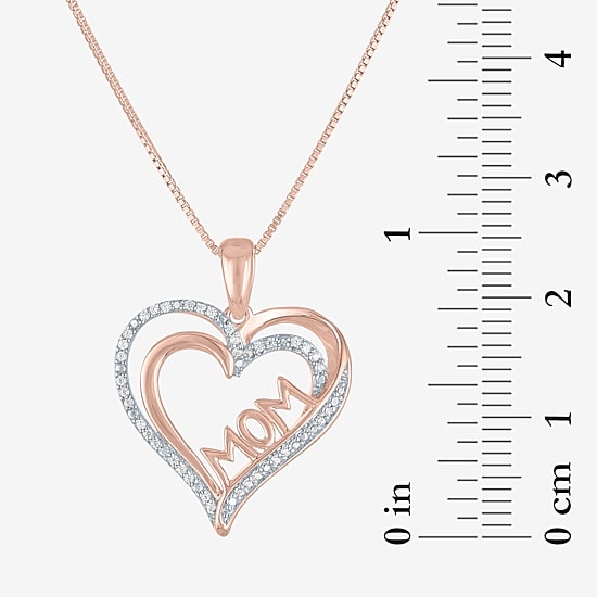 (G-H  / Si2-I1) Womens 1/10 CT. T.W. Lab Grown White Diamond 14K Rose Gold Over Silver Heart 18 Inch Pendant Necklace