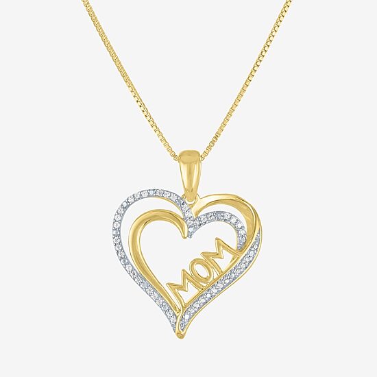 (G-H  / Si2-I1) Womens 1/10 CT. T.W. Lab Grown White Diamond 14K Gold Over Silver Heart 18 Inch Pendant Necklace
