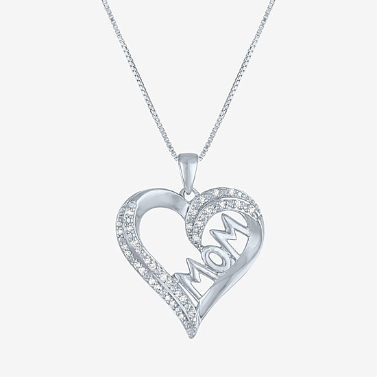 (G-H  /  Si2-I1) Womens 1/10 CT. T.W. Lab Grown White Diamond Sterling Silver Heart 18 Inch Pendant Necklace