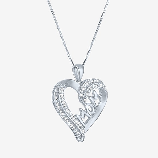 (G-H  /  Si2-I1) Womens 1/10 CT. T.W. Lab Grown White Diamond Sterling Silver Heart 18 Inch Pendant Necklace
