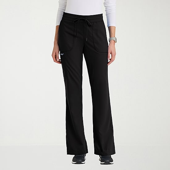 Grey's Anatomy™ by Barco Classic Grp735 Erin 5-Pocket Mid-Rise Fit & Flare Leg Womens Petite Stretch Fabric Moisture Wicking Scrub Pant