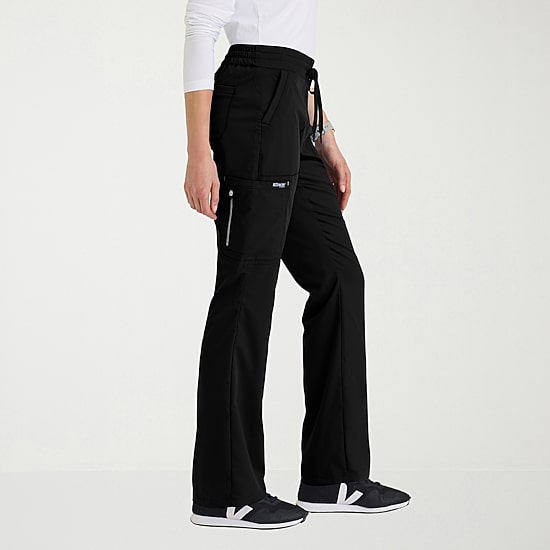 Grey's Anatomy™ by Barco Classic Grp735 Erin 5-Pocket Mid-Rise Fit & Flare Leg Womens Petite Stretch Fabric Moisture Wicking Scrub Pant