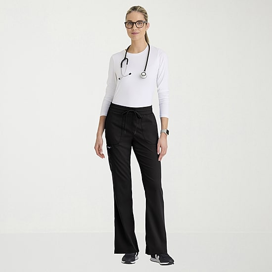 Grey's Anatomy™ by Barco Classic Grp735 Erin 5-Pocket Mid-Rise Fit & Flare Leg Womens Plus Tall Stretch Fabric Moisture Wicking Scrub Pant