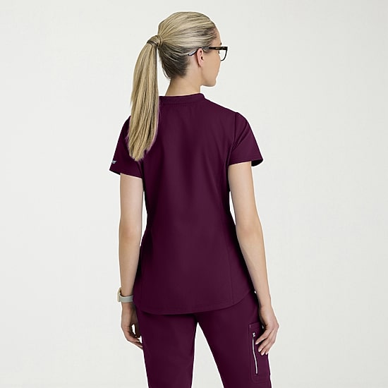 Grey's Anatomy™ by Barco Classic Grt303 Erin 4-Pocket Rib Knit Womens Short Sleeve Stretch Fabric Moisture Wicking Scrub Top