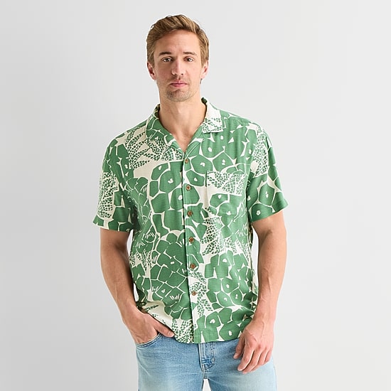 St. John's Bay Mens Short Sleeve Camp Shirt