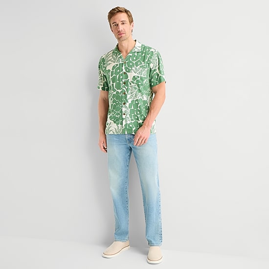 St. John's Bay Mens Short Sleeve Camp Shirt