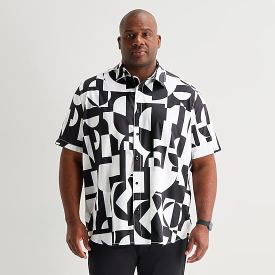 Stylus Mens Short Sleeve Regular Fit Big and Tall Button-Down Shirt