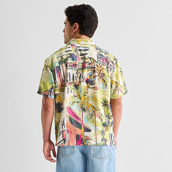 Arizona Mens Short Sleeve Regular Fit Button-Down Shirt