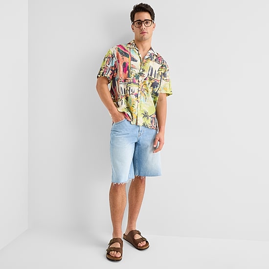 Arizona Mens Short Sleeve Regular Fit Button-Down Shirt