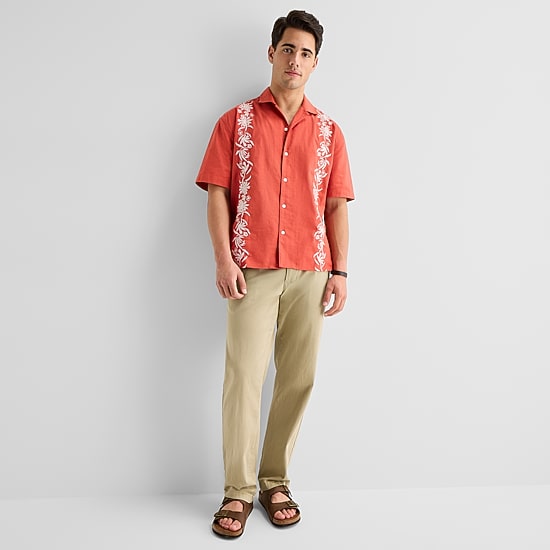 Arizona Mens Short Sleeve Regular Fit Button-Down Shirt