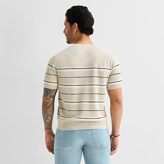mutual weave Mens Crew Neck Short Sleeve Pullover Sweater
