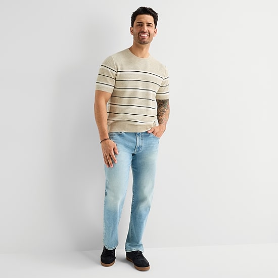 mutual weave Mens Crew Neck Short Sleeve Pullover Sweater