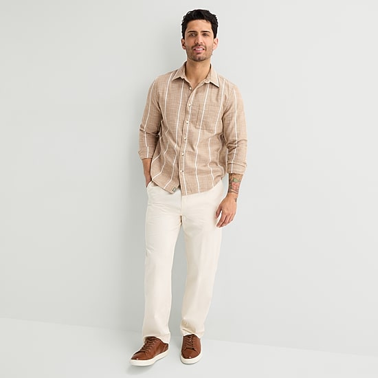 mutual weave Mens Long Sleeve Classic Fit Button-Down Shirt