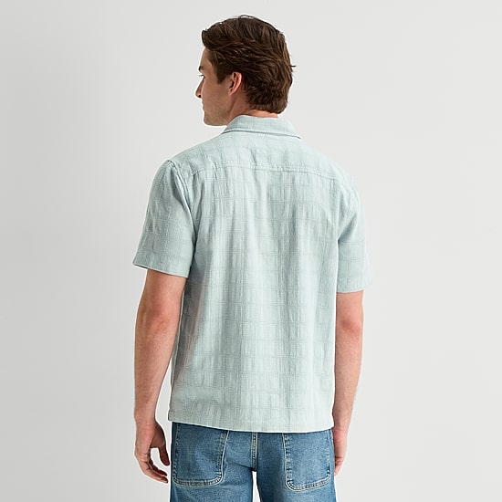 mutual weave Mens Short Sleeve Classic Fit Button-Down Shirt