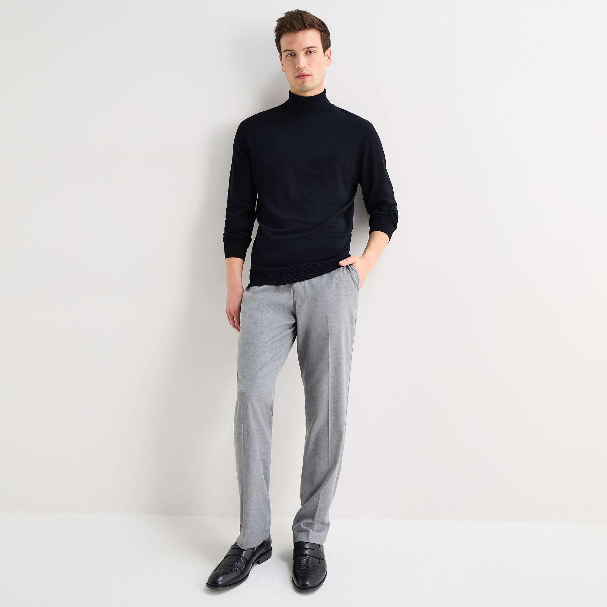 J. Ferrar Mens Long Sleeve Regular Fit Turtleneck
