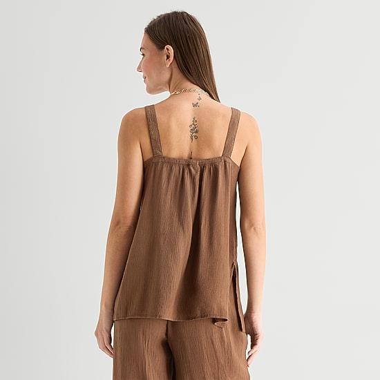 a.n.a Womens Square Neck Sleeveless Tunic Top