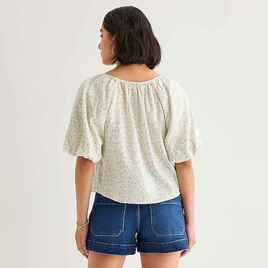 A.N.A Womens Crew Neck Short Sleeve Blouse