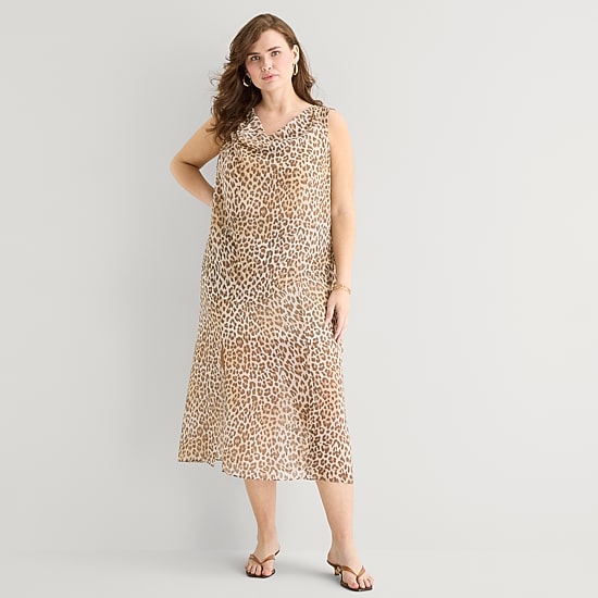 A.N.A Sheer Womens Plus Draped Neck Sleeveless Tank Top