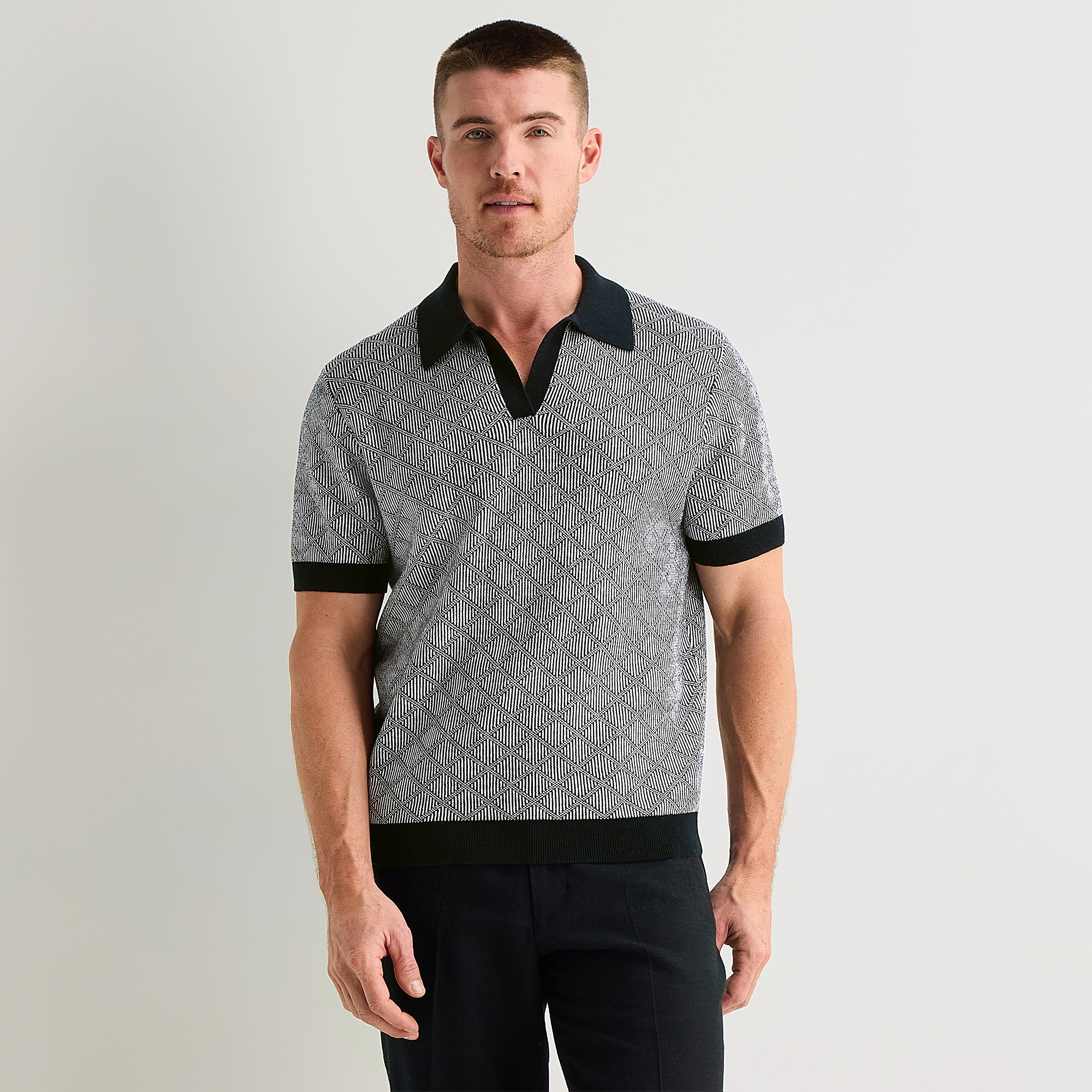J. Ferrar Johnny Collar\N Mens Short Sleeve Polo Sweater