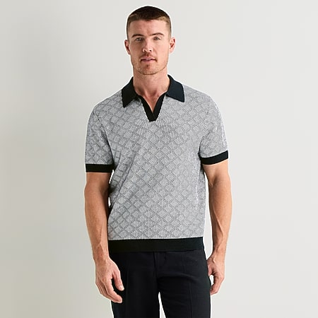 Stafford Textured Mens Short Sleeve Button Polo Sweater, Color