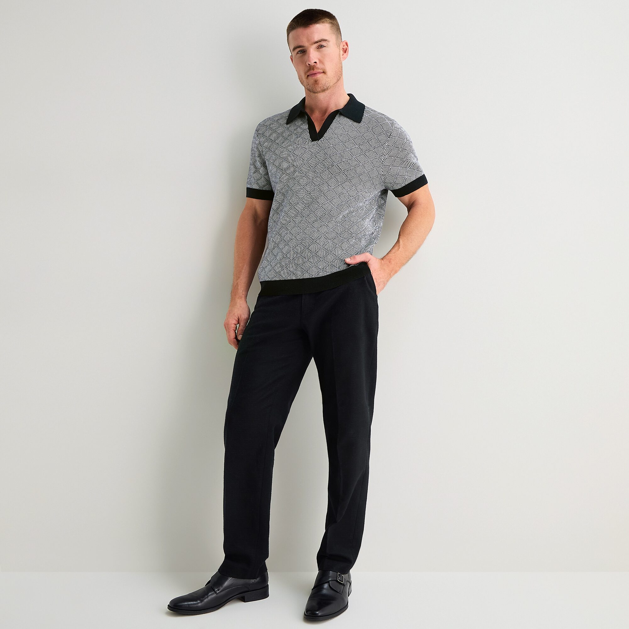 J. Ferrar Johnny Collar\N Mens Short Sleeve Polo Sweater