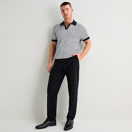 J. Ferrar Johnny Collar Mens Short Sleeve Polo Sweater