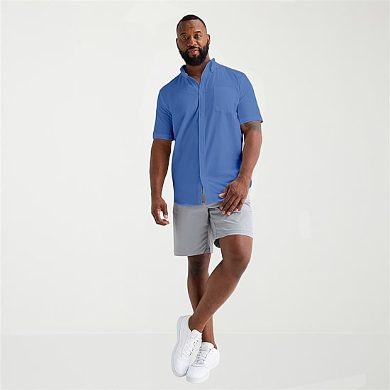 St. John's Bay Perforated Mens Short Sleeve Classic Fit Big and Tall Button-Down Shirt