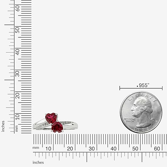 Womens Diamond Accent Lab Created Red Ruby Sterling Silver Side Stone Cocktail Ring